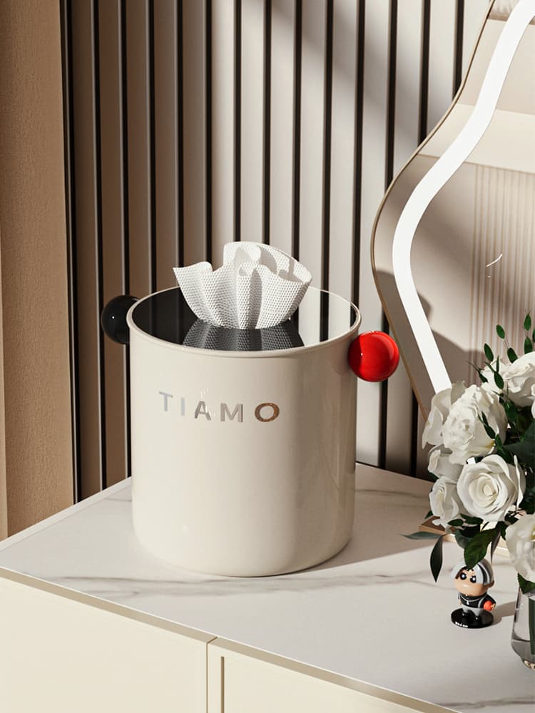 ティッシュケース ティアモ丸型デザインステンレス製ティッシュボックス