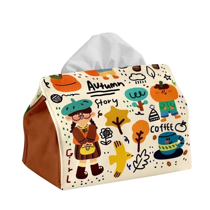 ティッシュケース 秋の物語かわいい動物キャラクター布製ティッシュケース