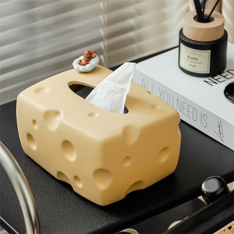 チーズ型プラスチック製ティッシュケース かわいい収納ボックス