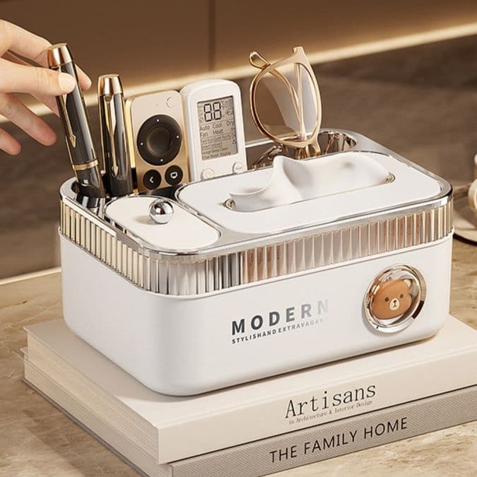 ティッシュケース 多機能収納ティッシュボックス