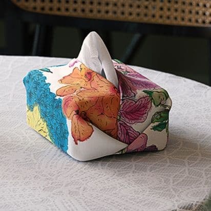 ティッシュケース 芸術的花柄模様の上質布製ティッシュケース