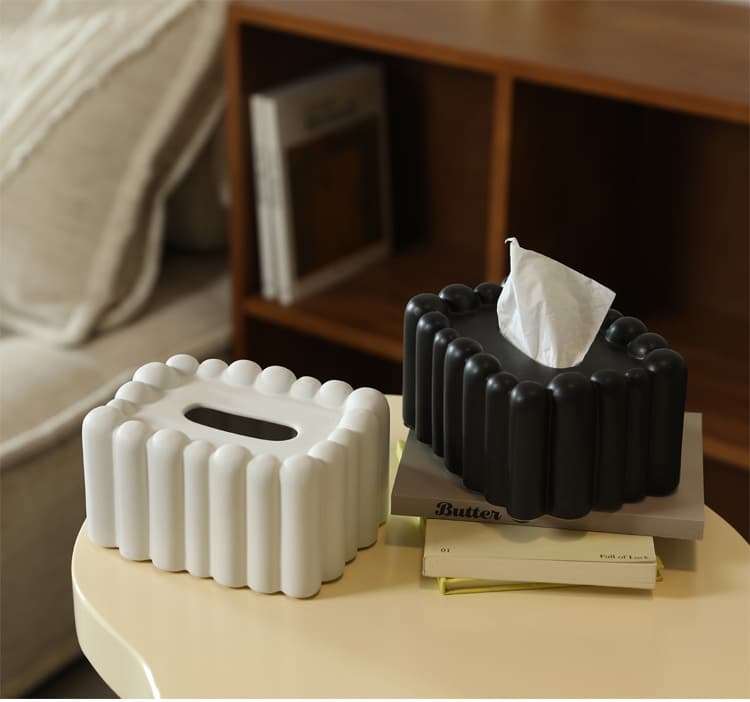 家庭用プラスチック製ティッシュケース 波型デザイン