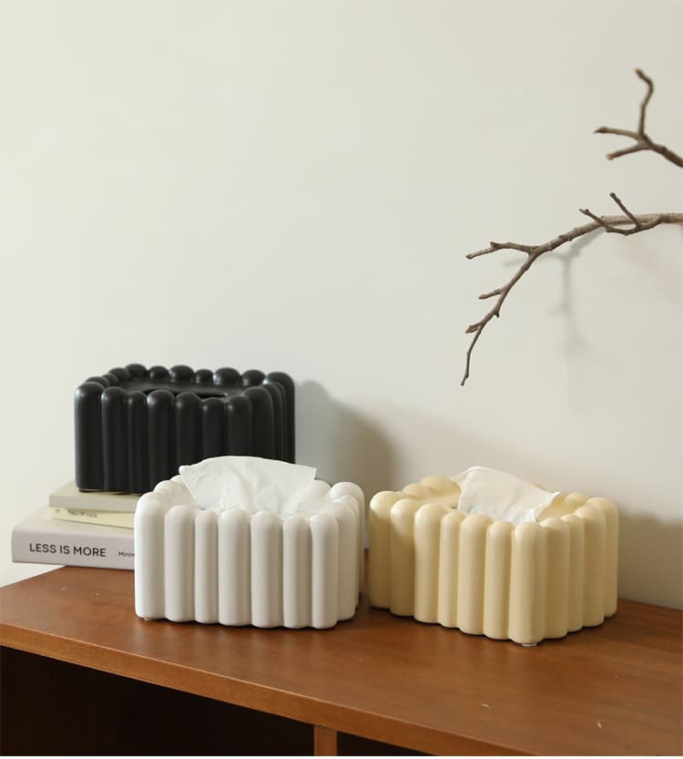 家庭用プラスチック製ティッシュケース 波型デザイン