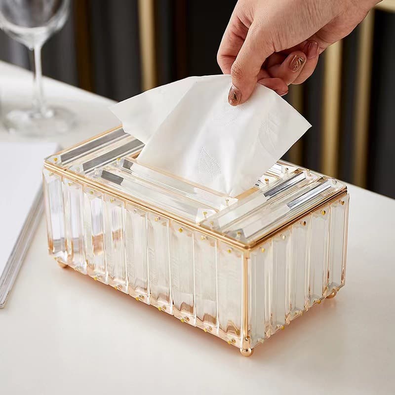 ティッシュケース 高級感あふれる縦縞模様プラスチック製ティッシュケース