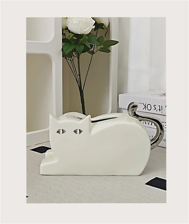 プラスチック製 猫型ティッシュケース 家庭用
