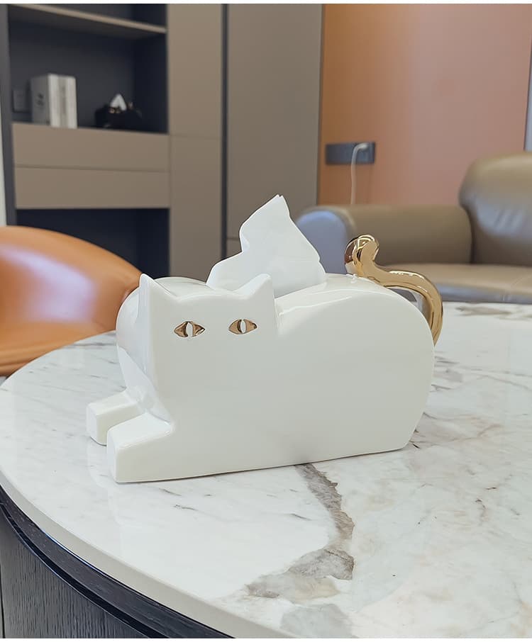プラスチック製 猫型ティッシュケース 家庭用