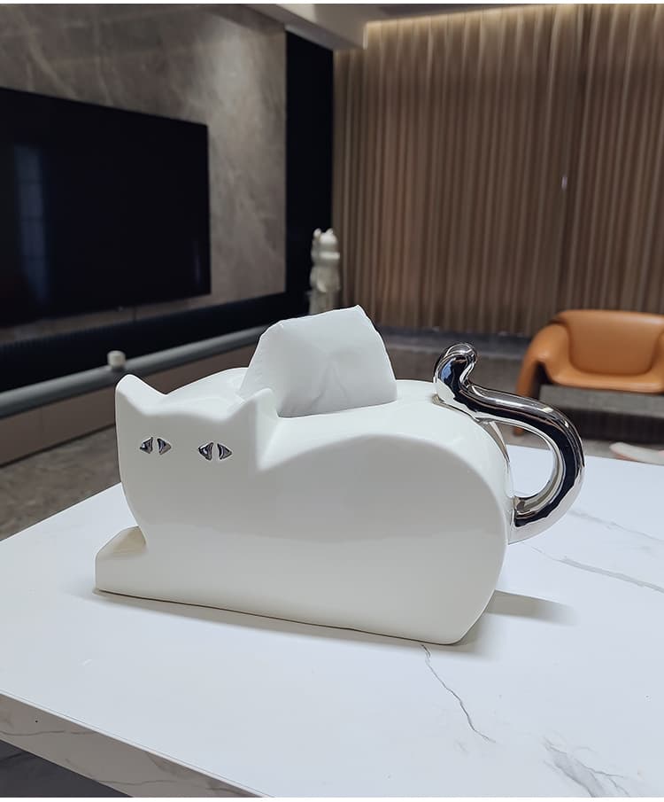 プラスチック製 猫型ティッシュケース 家庭用