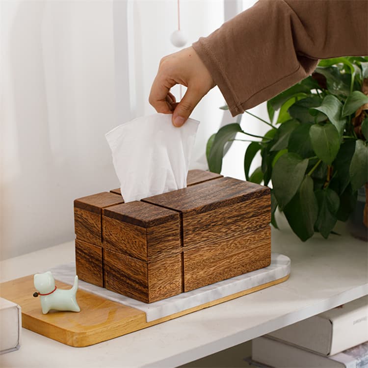 木製胡桃の木ティッシュケース 家庭用収納箱