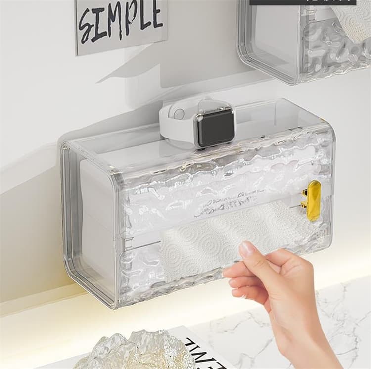 ティッシュケース プラスチック製透明ティッシュボックス壁掛け収納ケース横置き型
